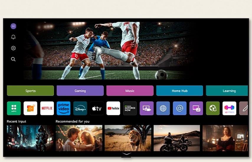 Главный экран webOS — категории и приложения