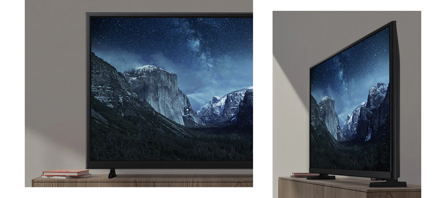 Тонкий корпус, узкие рамки — вид спереди и под углом